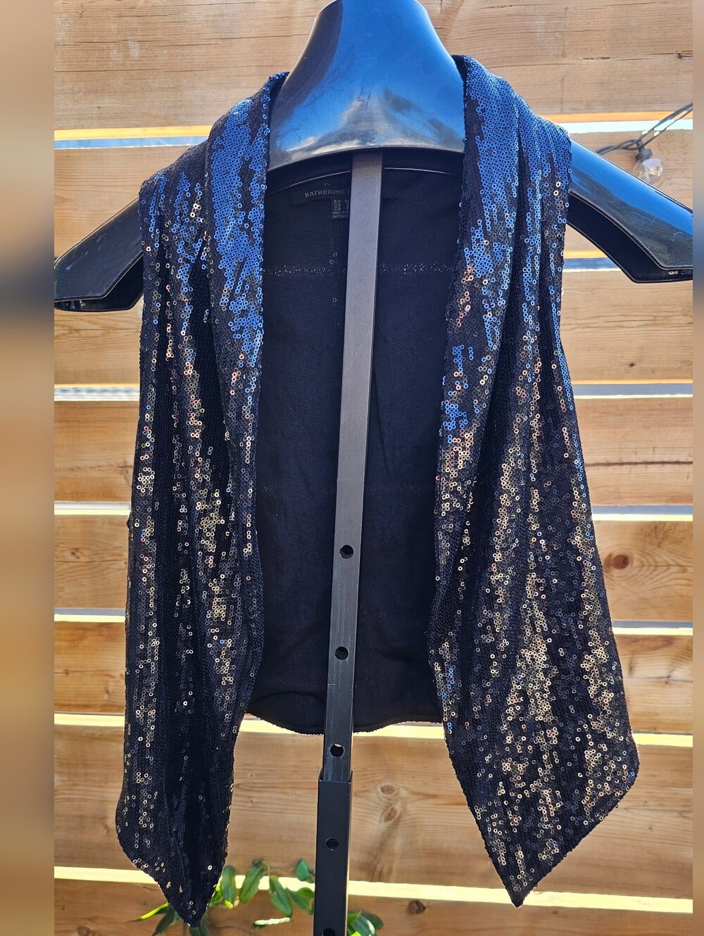 Katherine Barclay Black Sequin-Embellished Open Vest